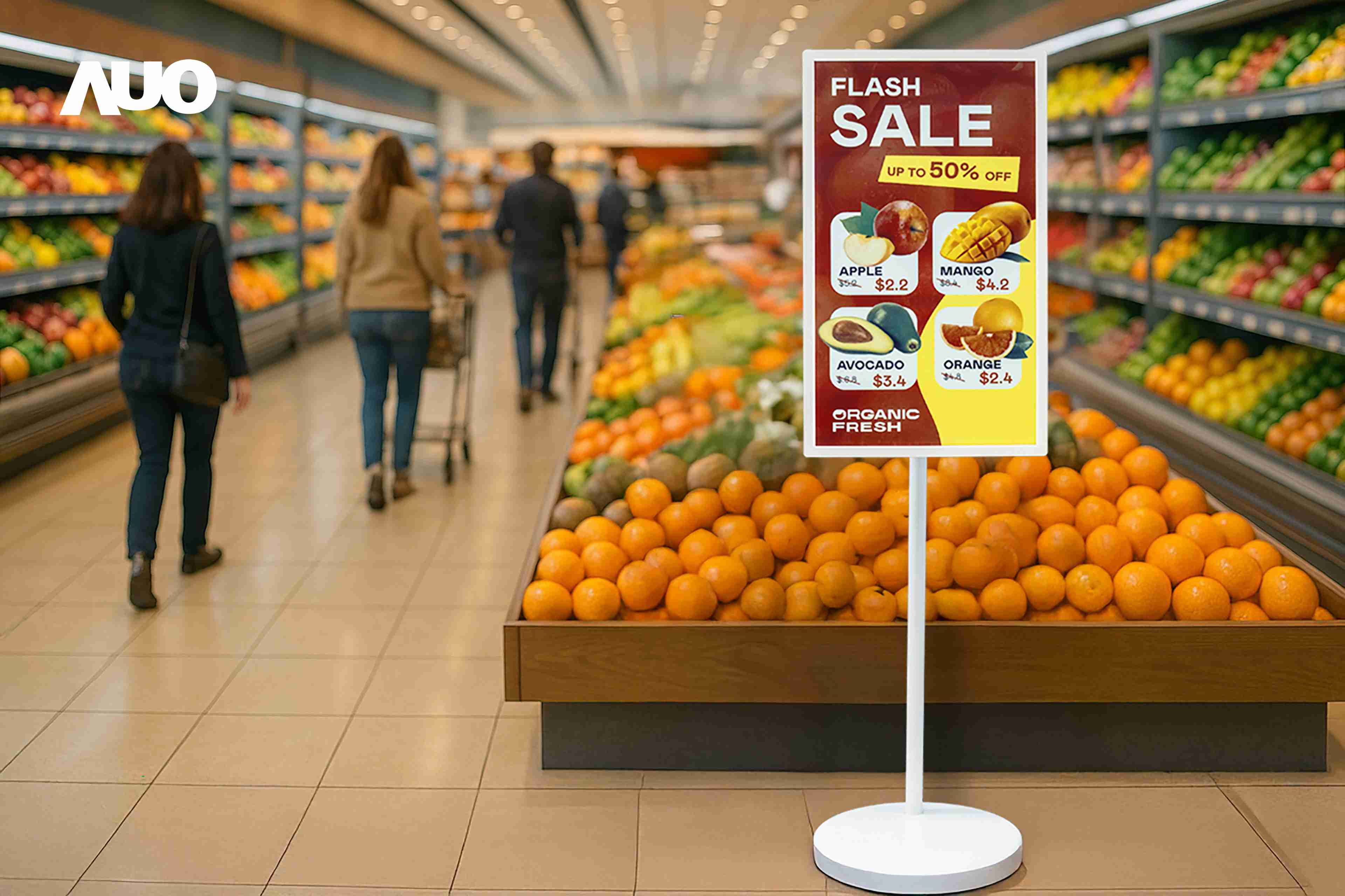 达擎首亮相低功耗、、全彩的〝aecoPost电子纸解决方案〞，，，仅在更新画面时需要微量的电力驱动，，无需布建电线的便捷设计，，，使其可灵活应用、、随意置放，，，，并可透过云端或行动装置app，，，，轻松管理及排程广告内容，，晋升店头营销利器。。。